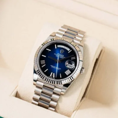 ROLEX DAY-DATE SILVER BLUE